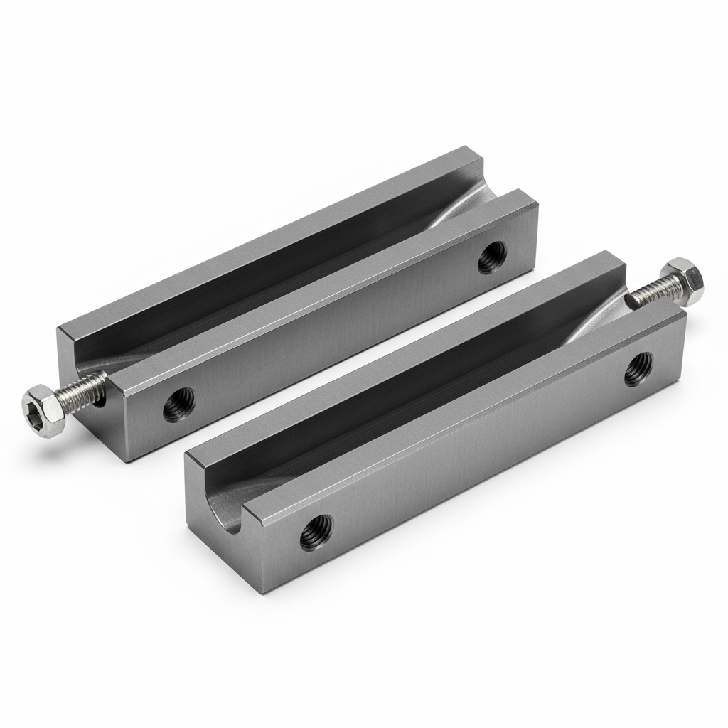 Hardened steel V-groove robot gripper fingers for CNC turning cell automation