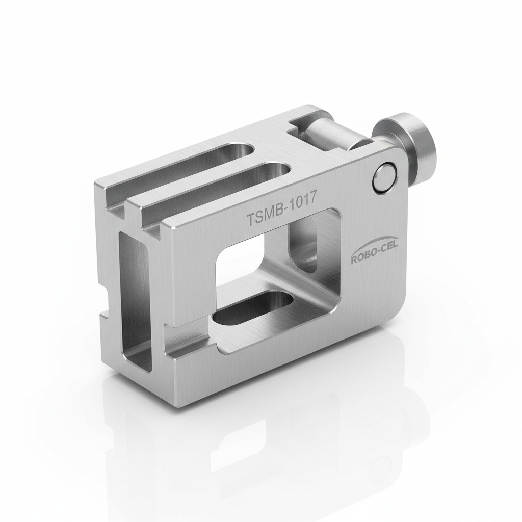 Aluminum T-slot sensor mounting bracket for M12 M18 proximity sensors in CNC robotic cells